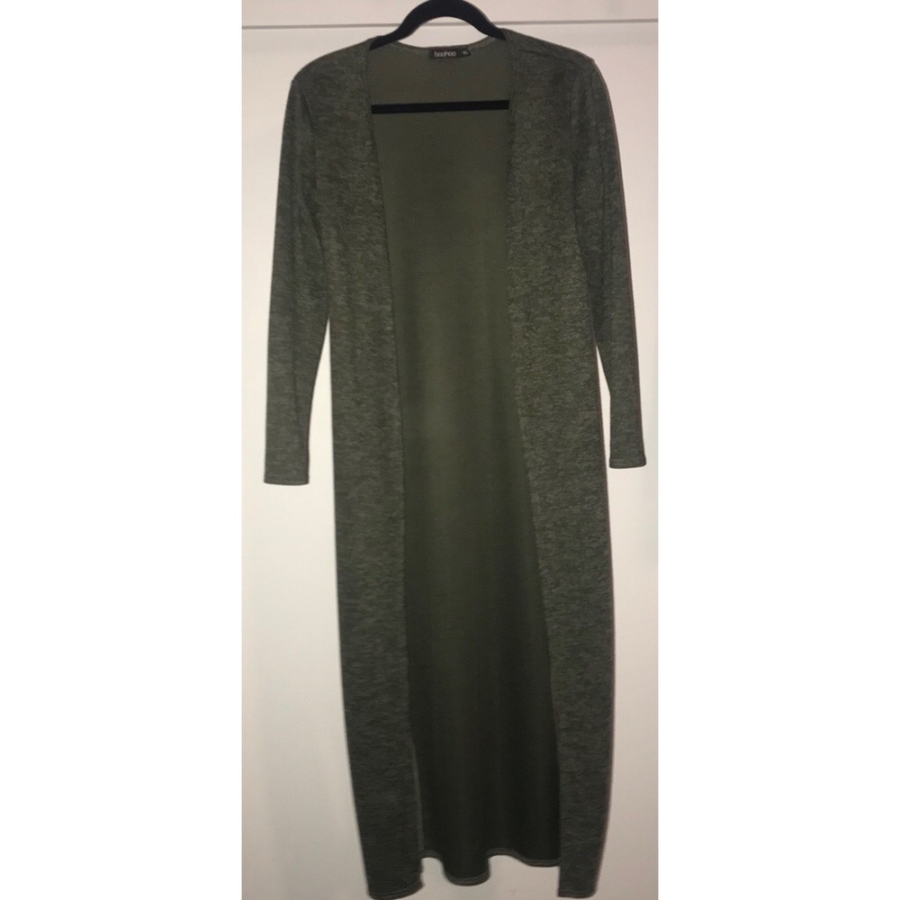 Long Army green cardigan